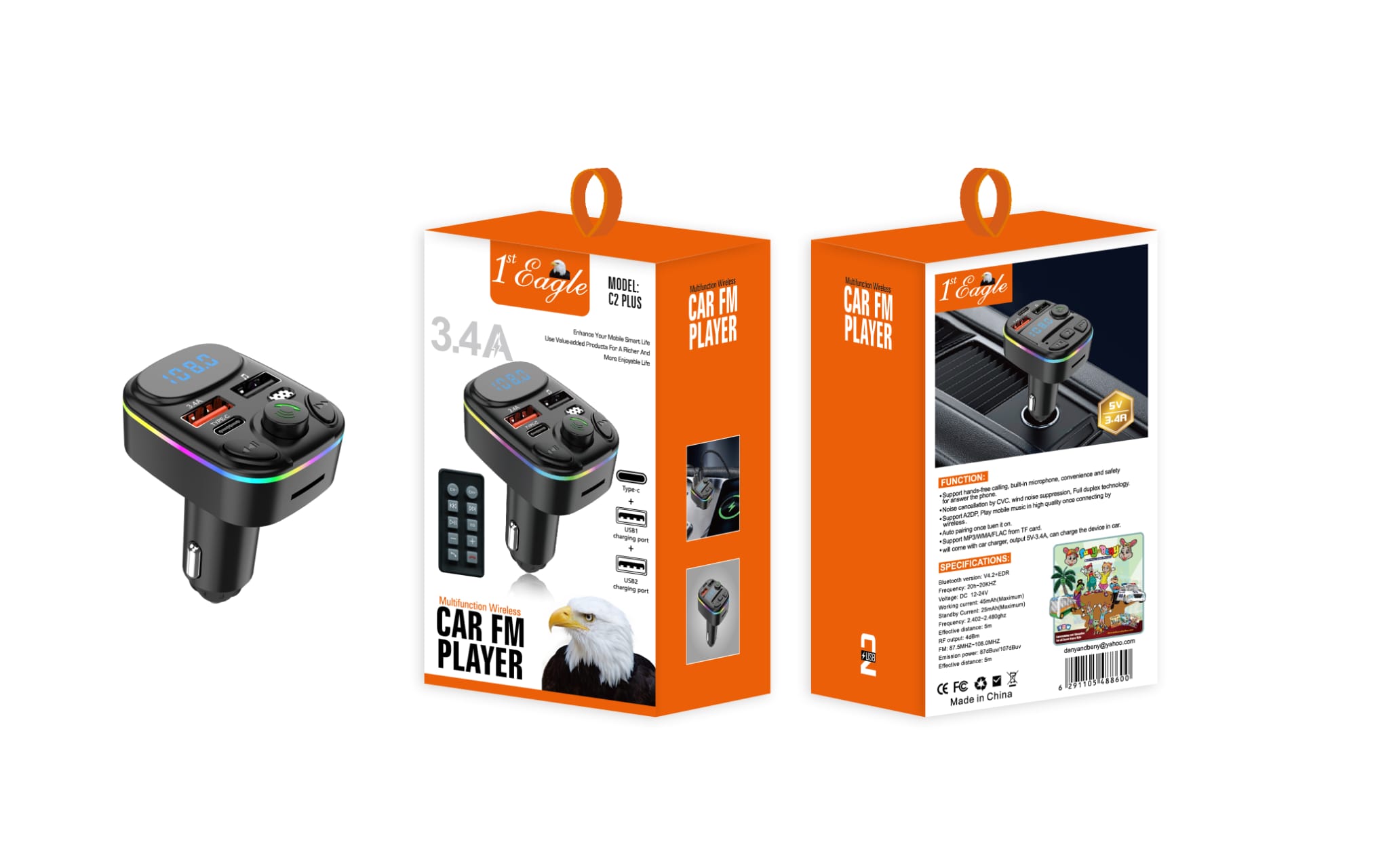 C2 Plus Car MP3 Player  With Type C Port and Remote view 2