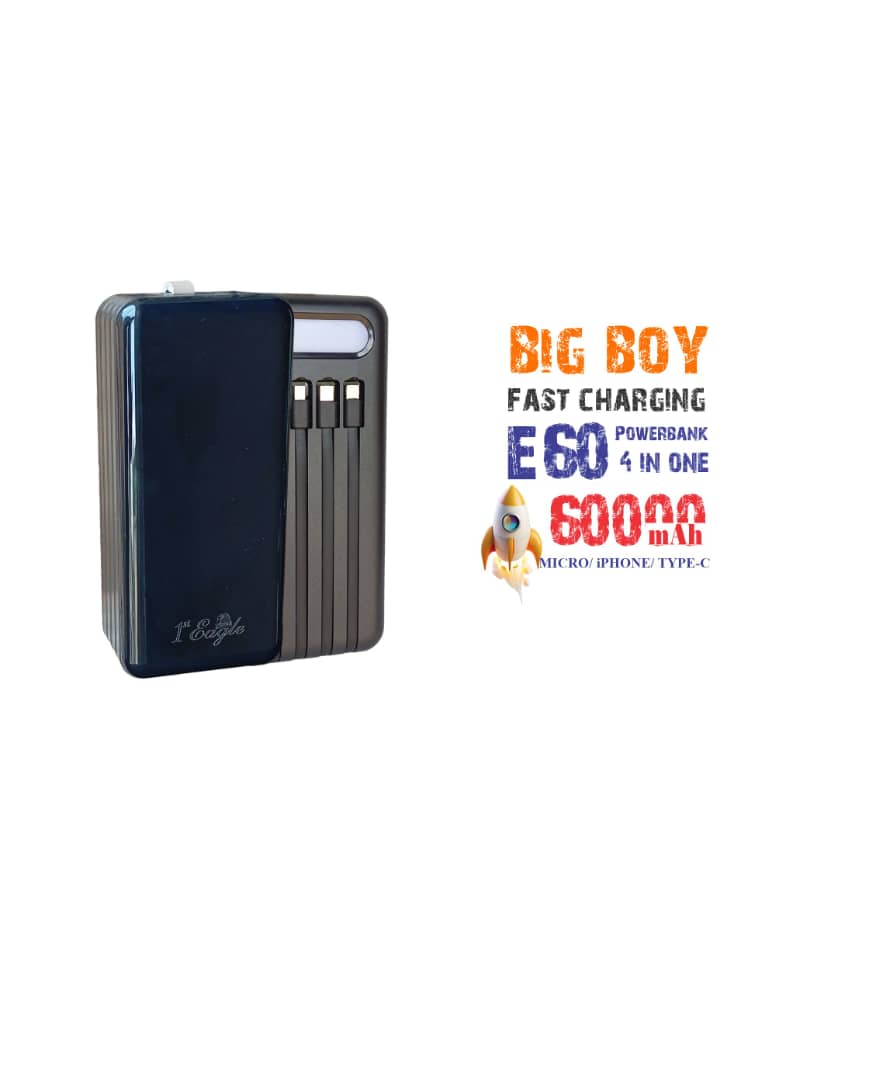 E60 60000mAh Powerbank PD Fast Charging with Cables