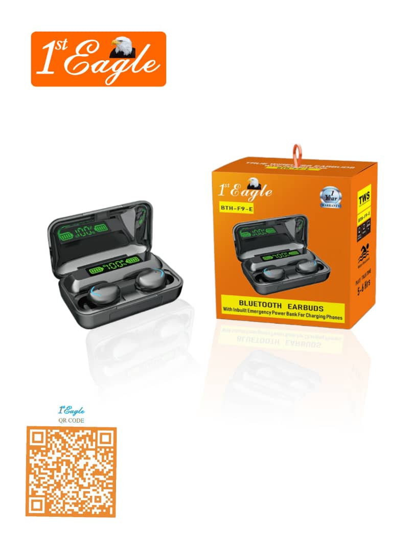 F9E Water Resistant Bluetooth Earbud With Inbuilt Emergency PowerBank For Charging Phones view 2