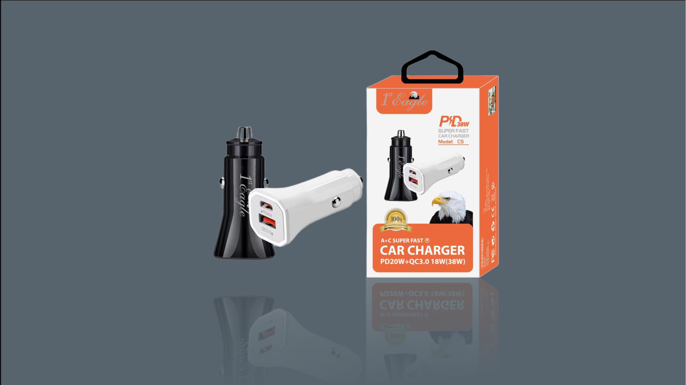 C3 Car Charger  Type C +  USB Ports